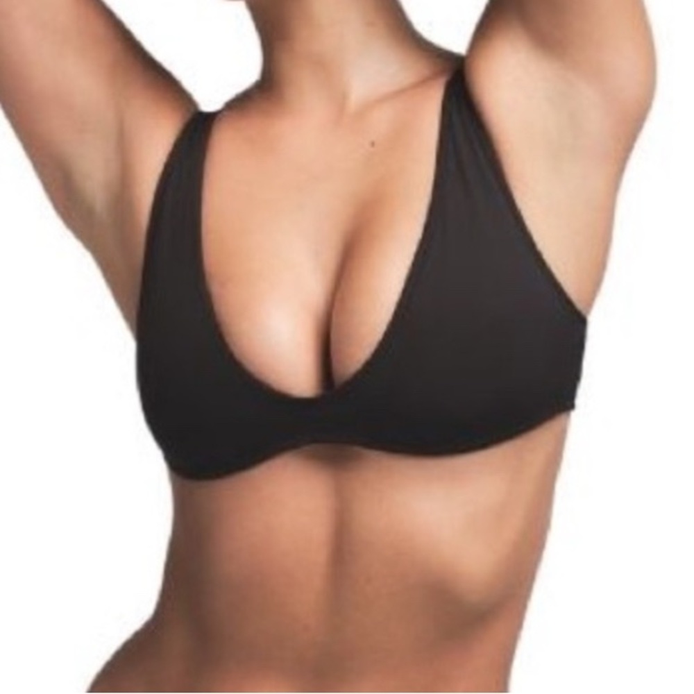 SKIMS SWIM PLUNGE TRIANGLE BIKINI TOP ONYX XS S M L